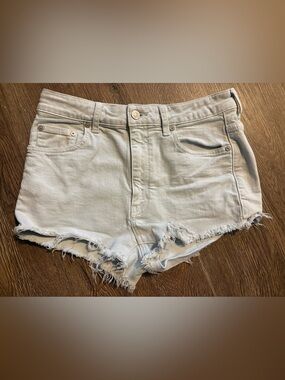 Aritzia Talula Light Blue Frayed Hem Denim Shorts